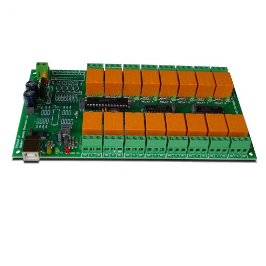 USB 16 Channel Relay Module - RS232 Controlled, 12V - ver.2